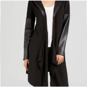 BLANKNYC faux leather detail sweater jacket